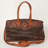 American Darling Duffel Hand Tooled Hair On Genuine Leather Women Bag Western Handbag Purse