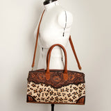 American Darling Duffel Hand Tooled Hair On Genuine Leather Women Bag Western Handbag Purse