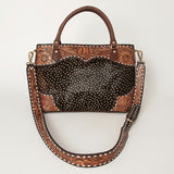 American Darling Tote Hand Tooled Hair On Genuine Leather Women Bag Western Handbag Purse