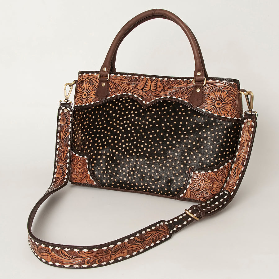 American Darling Tote Hand Tooled Hair on Genuine Leather Western Women Bag Handbag Purse | Travel Bags College Casual