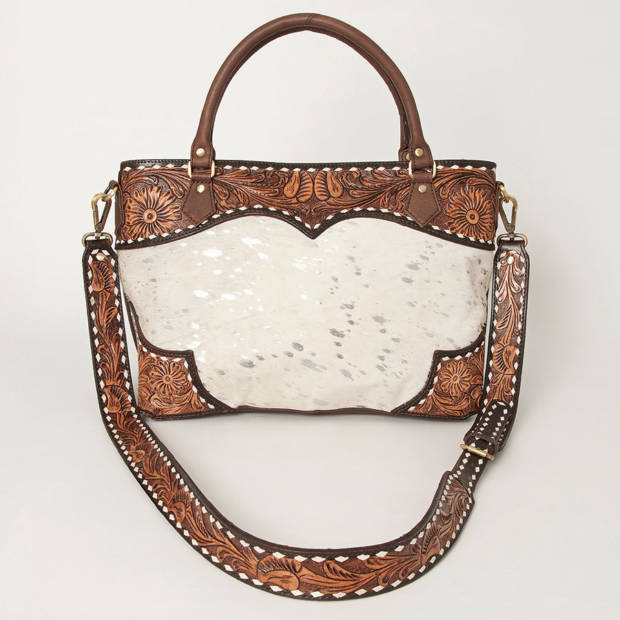 American Darling Tote Hand Tooled Hair on Genuine Leather Western Women Bag Handbag Purse | Travel Bags College Casual