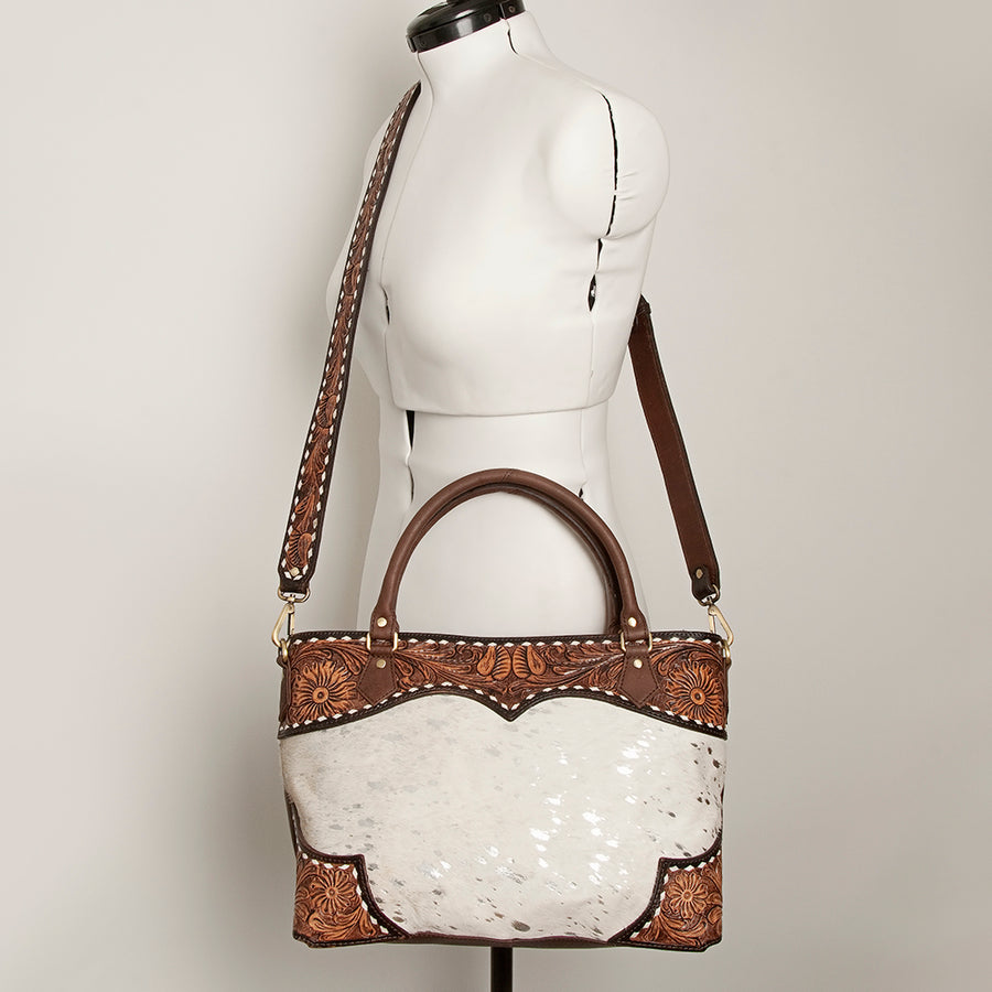 American Darling Tote Hand Tooled Hair on Genuine Leather Western Women Bag Handbag Purse | Travel Bags College Casual
