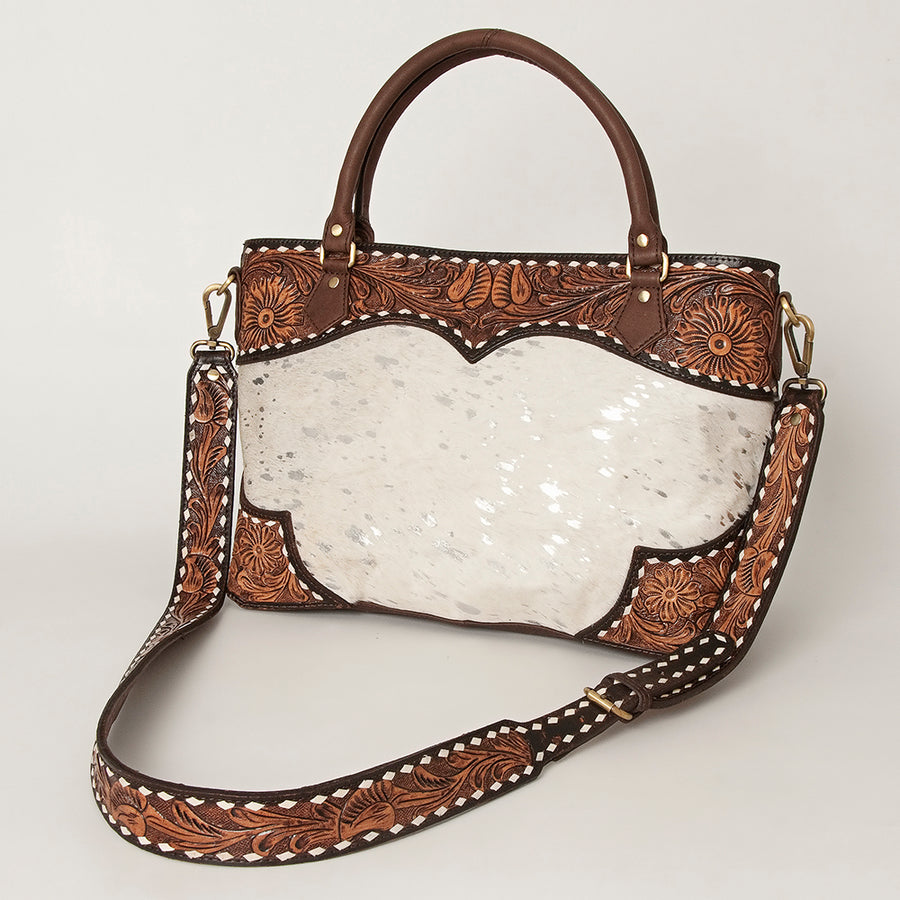 American Darling Tote Hand Tooled Hair on Genuine Leather Western Women Bag Handbag Purse | Travel Bags College - Uhorse