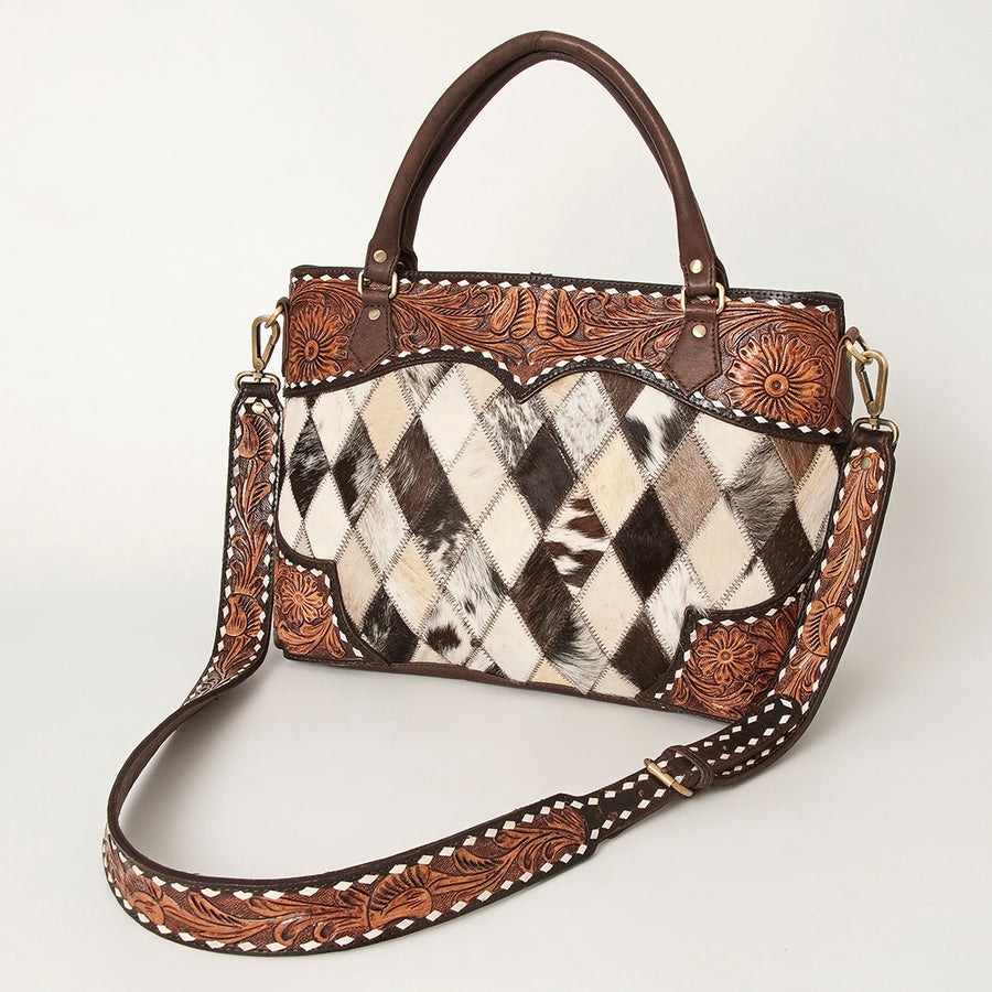 American Darling Tote Hand Tooled Hair on Genuine Leather Western Women Bag Handbag Purse | Travel Bags College Casual