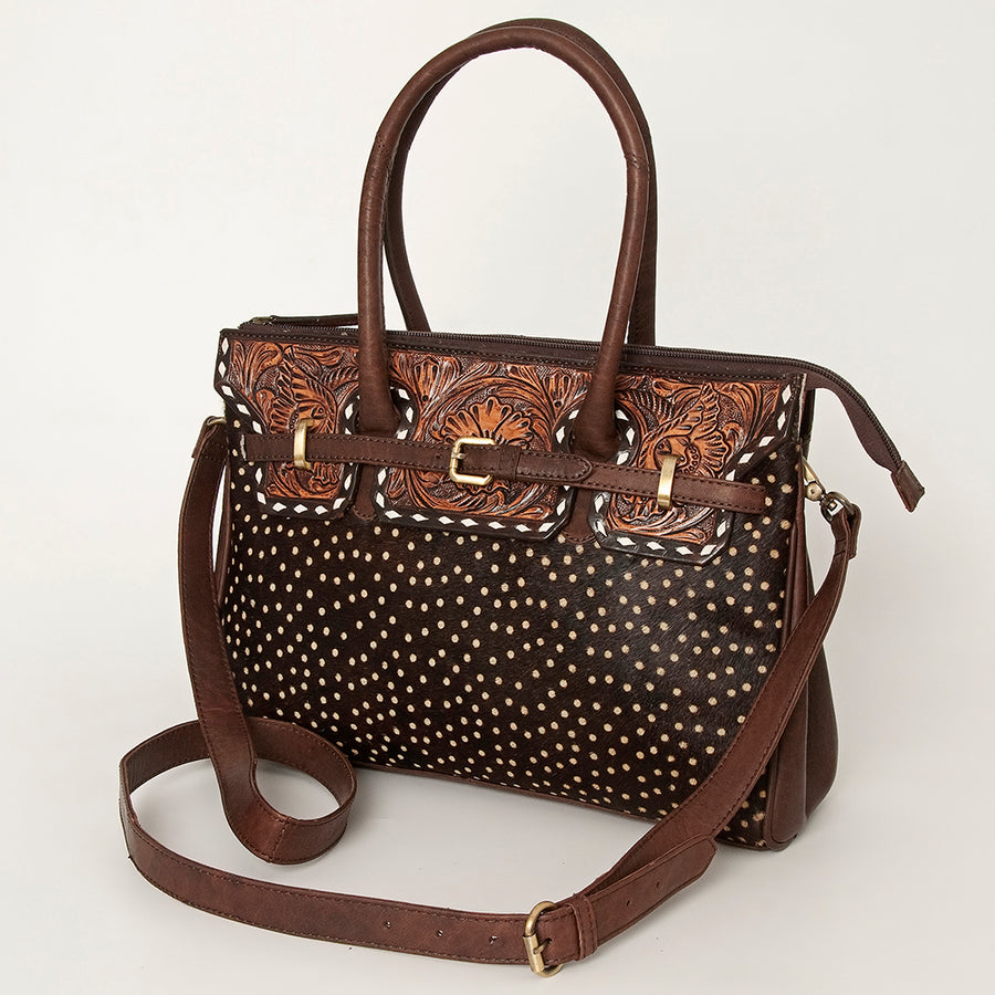 American Darling Tote Hand Tooled Hair on Genuine Leather Western Women Bag Handbag Purse | Travel Bags College - Uhorse
