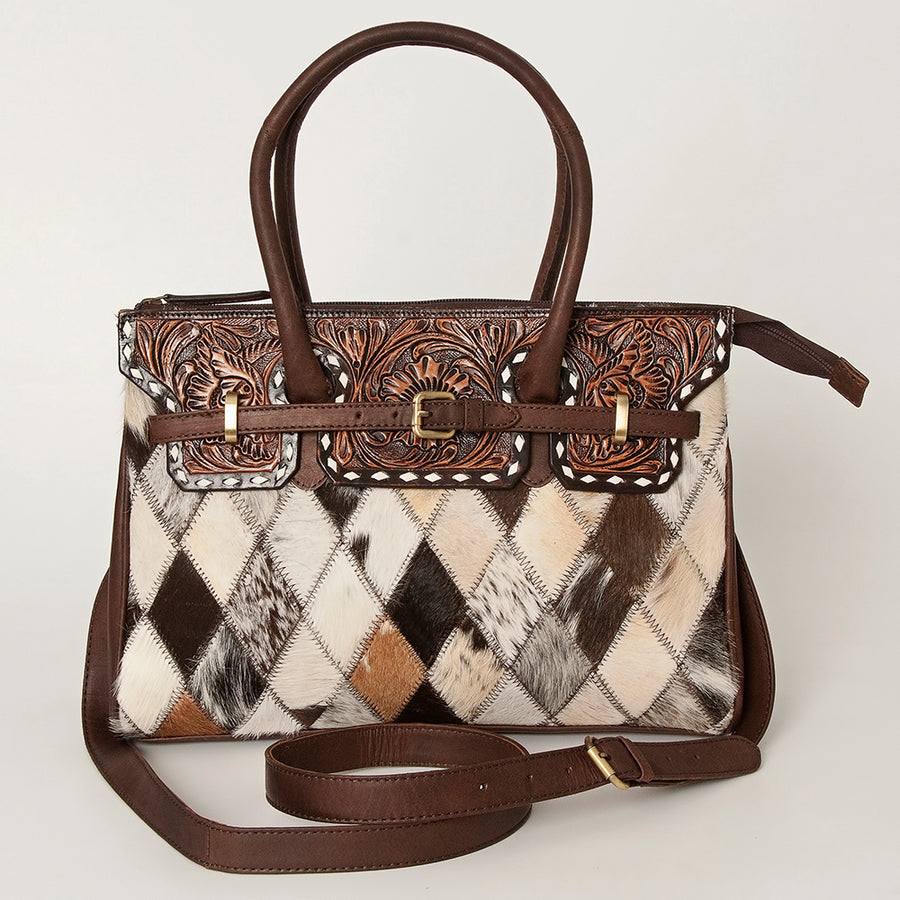American Darling Tote Hand Tooled Hair on Genuine Leather Western Women Bag Handbag Purse | Travel Bags College Casual