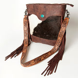 American Darling Large Crossbody Hand Tooled Hair On Genuine Leather Women Bag Western Handbag Purse