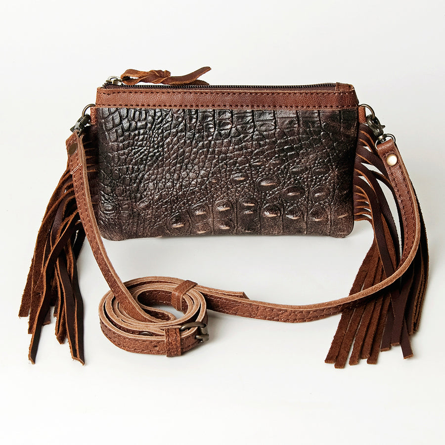 Ameran Darling Women's Crossbody Bag Western Crocodile Embossed Full Grain Genuine Leather Handbag and Ladies Purse