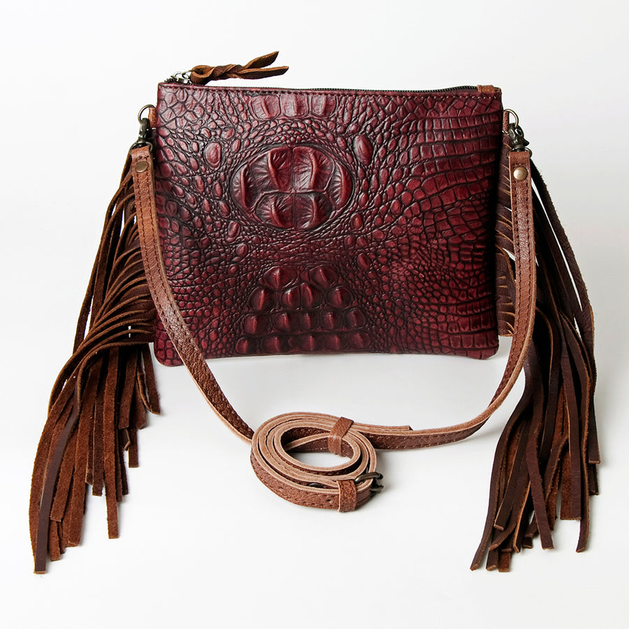 Ameran Darling Women's Crossbody Bag Western Crocodile Embossed Full Grain Genuine Leather Handbag and Ladies Purse
