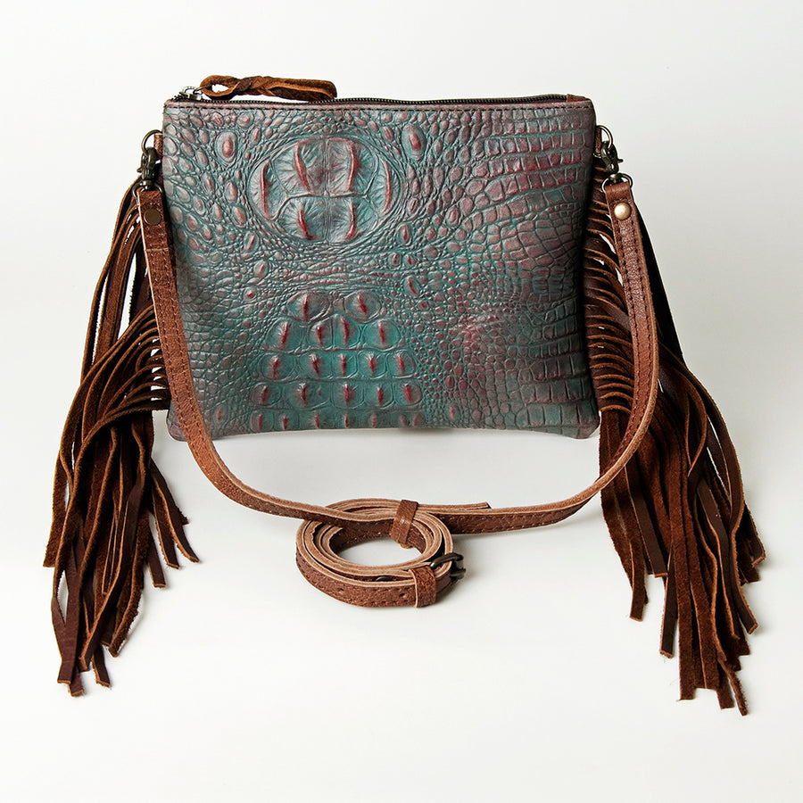 Ameran Darling Women's Crossbody Bag Western Crocodile Embossed Full Grain Genuine Leather Handbag and Ladies Purse