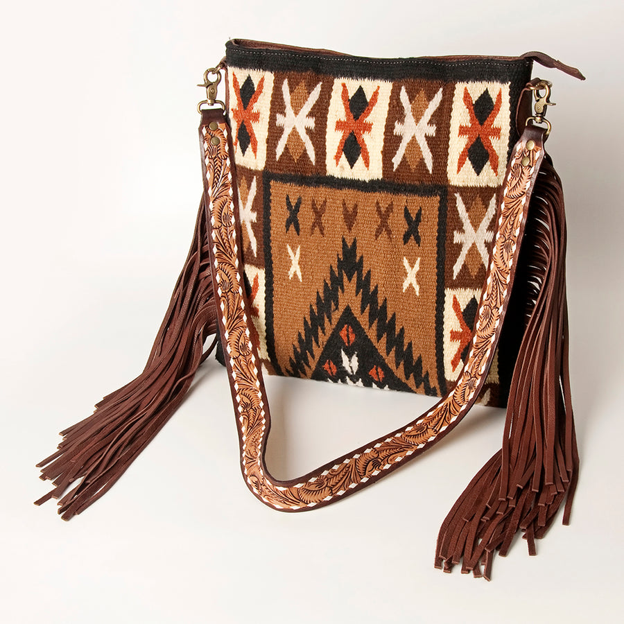 American Darling Saddle Blanket Large Cross body Bag Leather Fringe - Uhorse