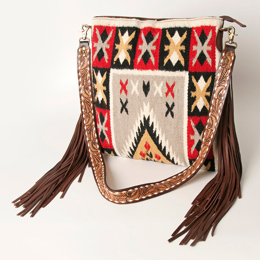 American Darling Saddle Blanket Large Cross body Bag Leather Fringe - Uhorse