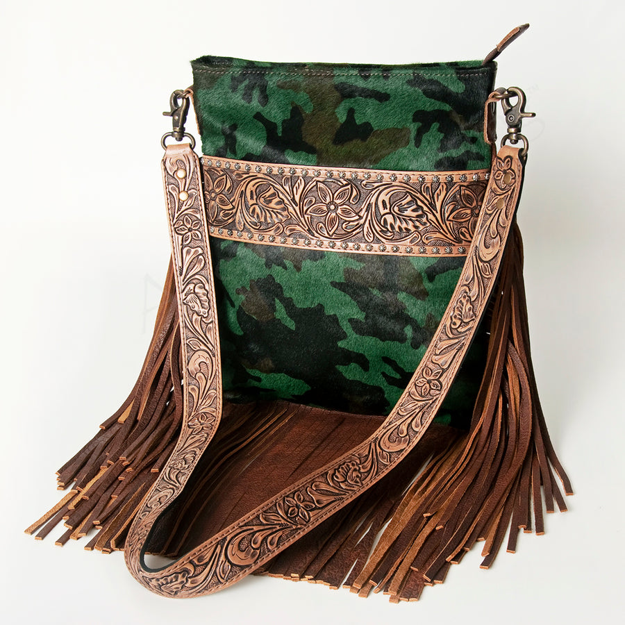 American Darling Large Crossbody Hand Tooled Hair on Genuine Leather Western Women Bag Handbag Purse | Cute - Uhorse