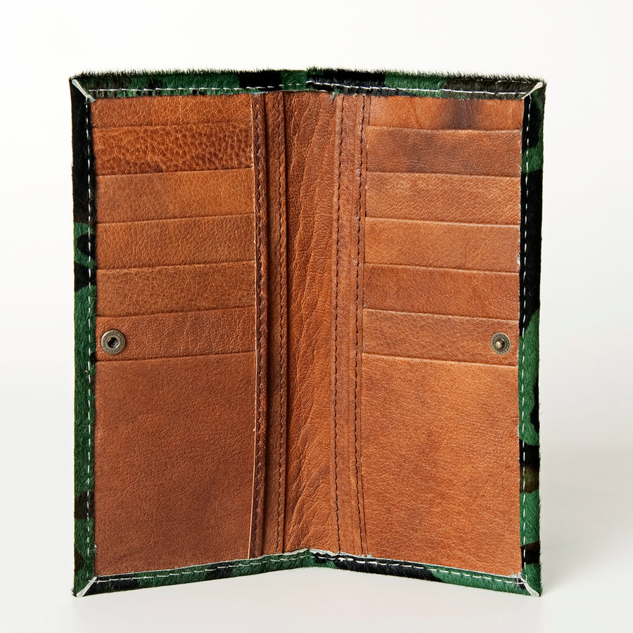 American Darling Wallet Bag, Genuine Hair-On Cowhide, Vegetable-Tanned Full Grain Leather, Western Style Slim Travel Wallet