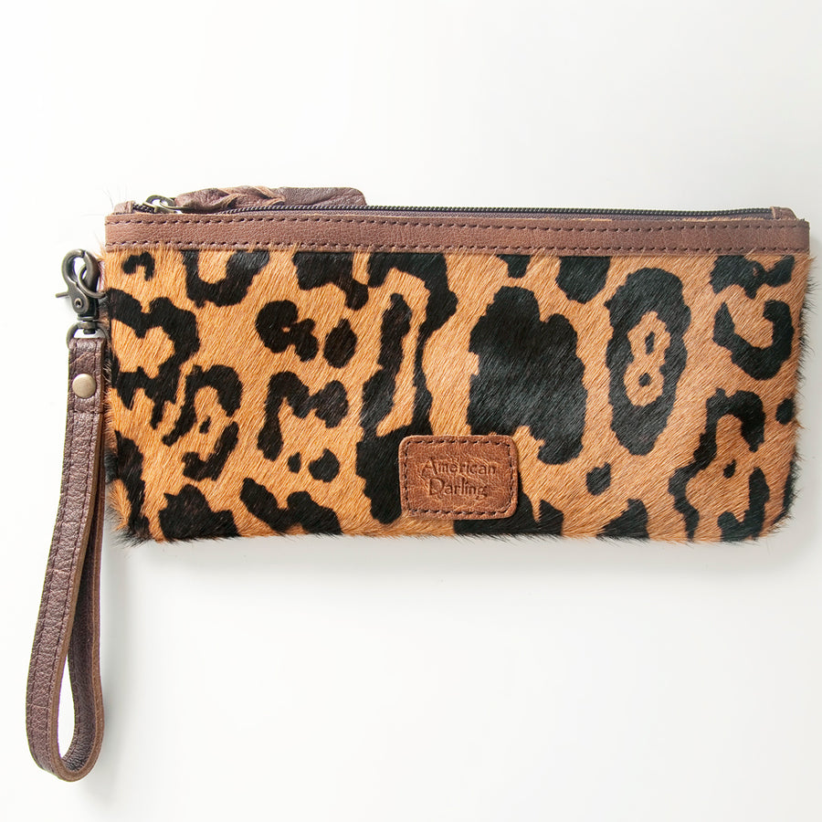 American Darling Wristlet Bag Handcrafted from Floral Embossed Damascus Genuine Leather with YKK Zipper and Wrist Strap