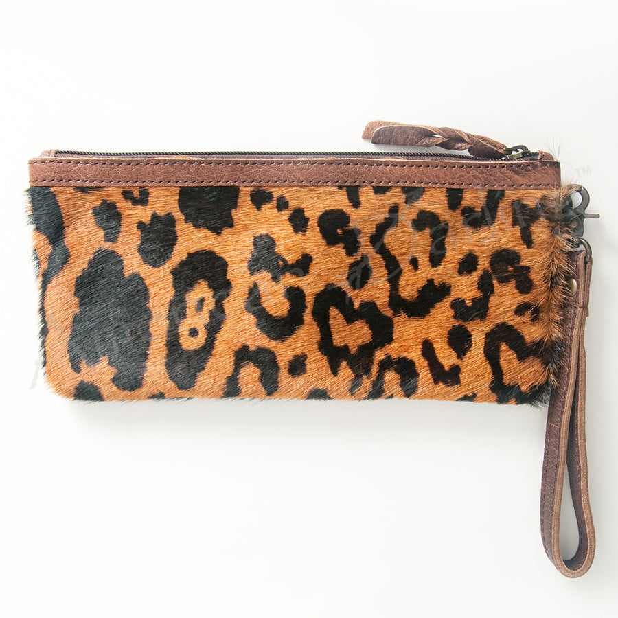 American Darling Western Leather Wristlet Bag with Printed Hair-On Cowhide - Uhorse