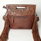 American Darling ADBGS146A Clutch Hand Tooled Hair On Genuine Leather Women Bag Western Handbag Purse