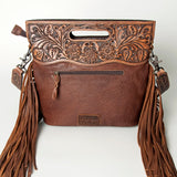 American Darling Clutch Hand Tooled Saddle Blanket Fabric Genuine Leather Western Women Bag Handbag Purse | Purses for Cute
