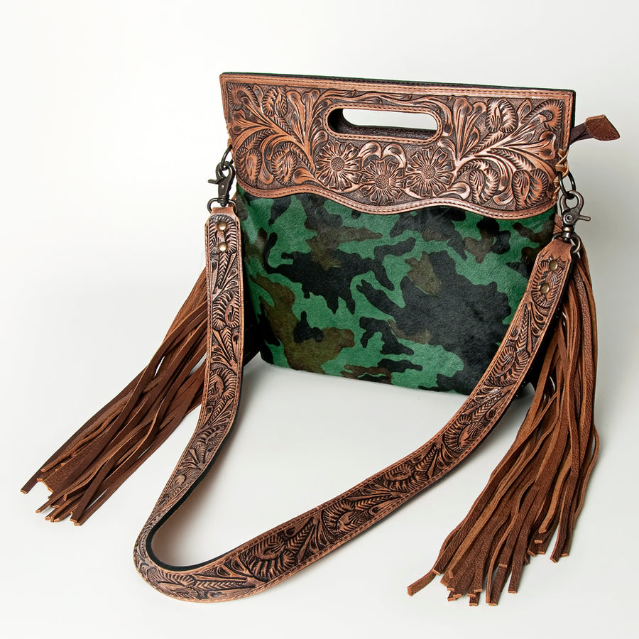 American Darling Clutch Hand Tooled Hair on Genuine Leather Western Women Bag Handbag Purse | Purses for Cute - Uhorse
