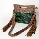 American Darling ADBGS146A Clutch Hand Tooled Hair On Genuine Leather Women Bag Western Handbag Purse