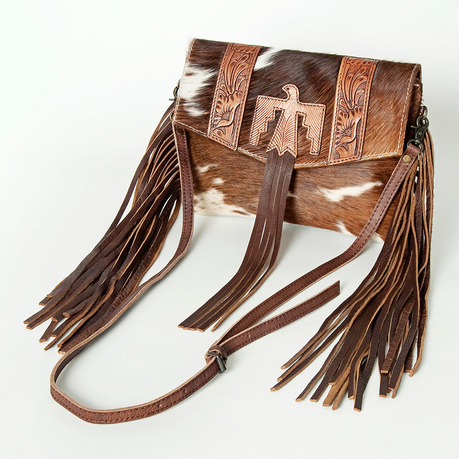American Darling Envelope Hand Tooled Hair Genuine Leather Western Women Bag Handbag Purse | for Cute - Uhorse