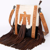 American Darling Messenger Hand Tooled Hair on Genuine Leather Western Women Bag Handbag Purse | Cute Messenger Bag | Leather Messenger Bag | Messenger Purse