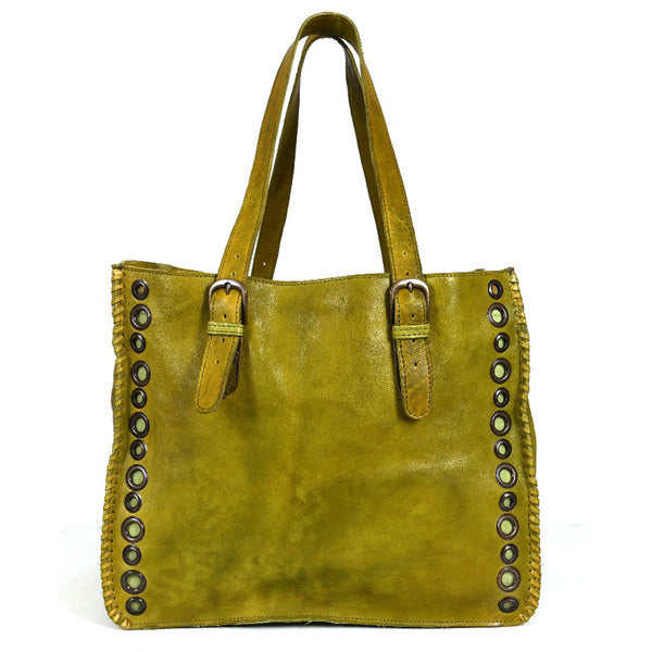 Never Mind Nmbgr109Olv Tote Vintage Handmade Genuine Cowhide Leather by Hilason – Cowboy and equestrian accessories
