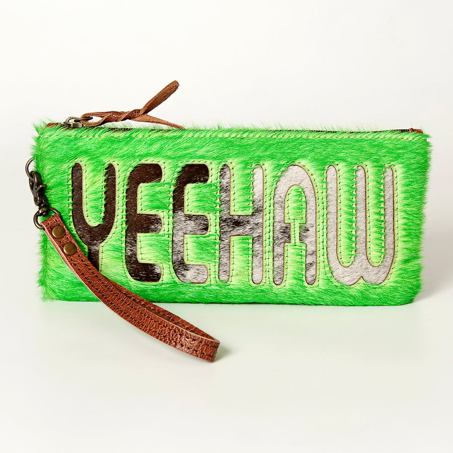 American Darling Wristlet Bag Handcrafted from Floral Embossed Damascus Genuine Leather with YKK Zipper and Wrist Strap