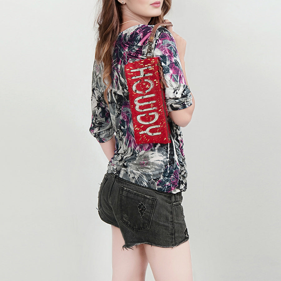 American Darling Wristlet Bag Handcrafted from Floral Embossed Damascus Genuine Leather with YKK Zipper and Wrist Strap