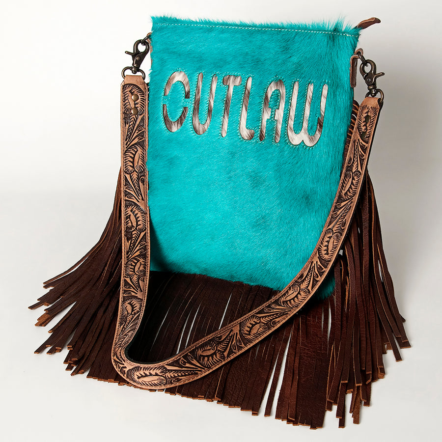 American Darling Large Crossbody Hand Tooled Hair On Genuine Leather Western Women Bag Handbag Purse | Cute - Uhorse