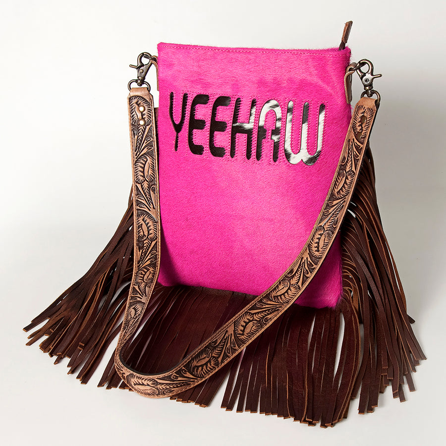 American Darling Large Crossbody Hand Tooled Hair On Genuine Leather Western Women Bag Handbag Purse | Cute - Uhorse