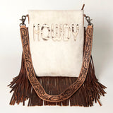 American Darling Messenger Hand Tooled Hair On Genuine Leather W.