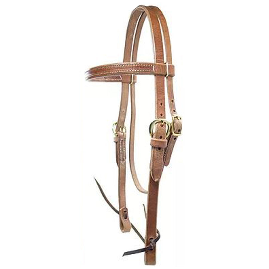Tan leather western bridle with brass buckles - Uhorse