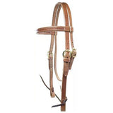 3/4 in Hilason Straight Browband Horse Headstall Laced Cheeks Brown