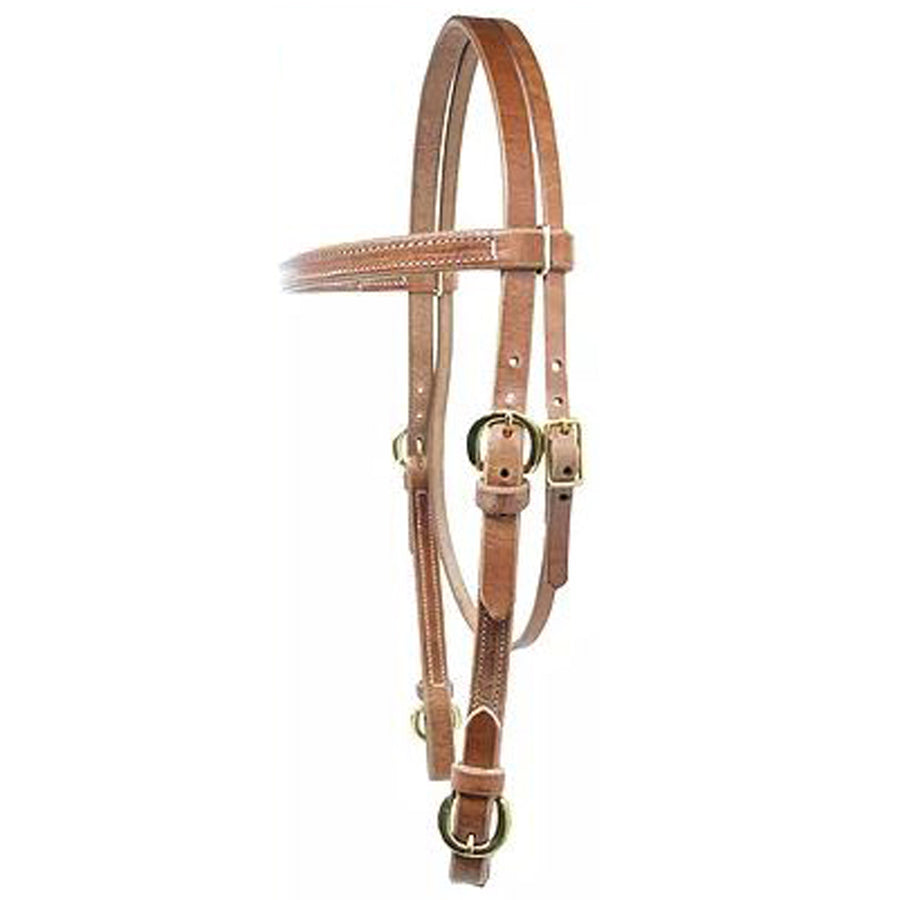 Tan leather western bridle with brass hardware - Uhorse