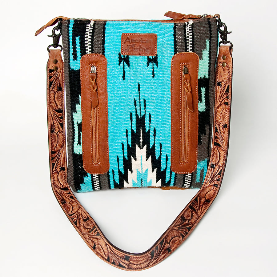 American Darling Large Crossbody Hand Tooled Saddle Blanket Genuine Leather Western Women Bag Handbag Purse | for Cute