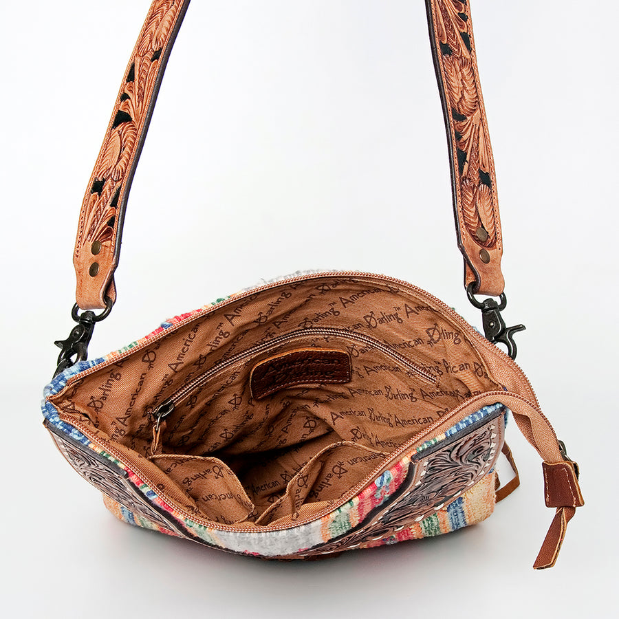 American Darling Large Crossbody Hand Tooled Saddle Blanket Genuine Leather Western Women Bag Handbag Purse | for Cute