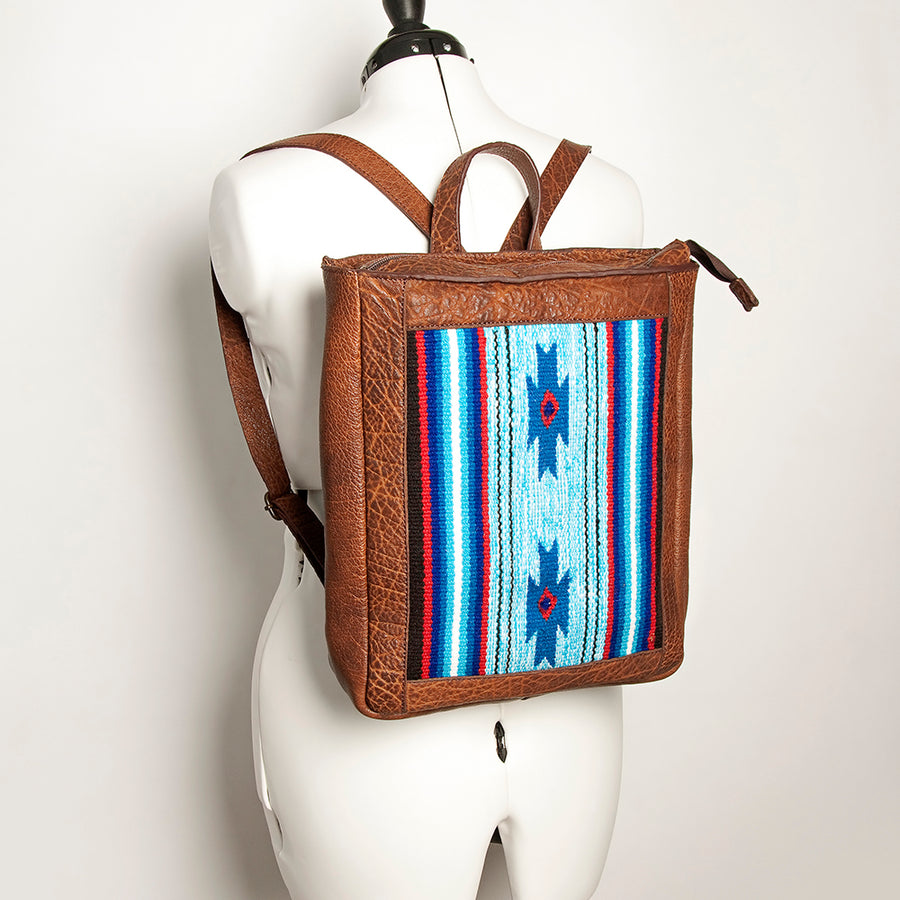 American Darling Backpack Saddle Blanket Fabric Genuine Leather Western Women Bag | for Laptop School Purse Travel