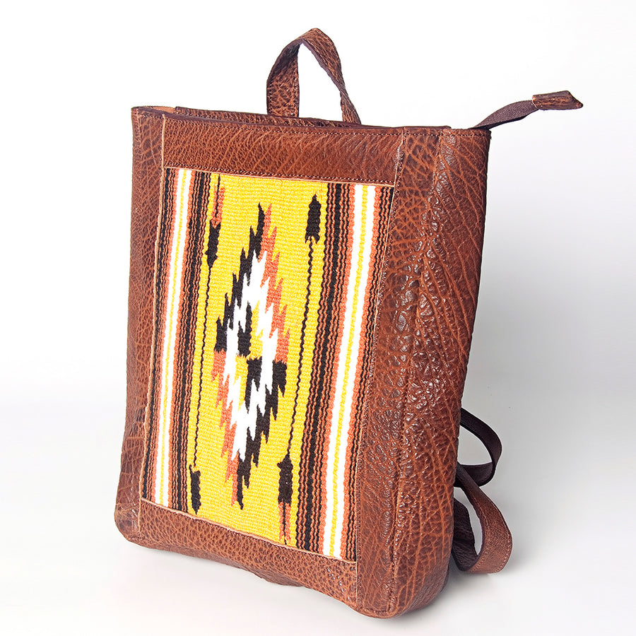 American Darling Backpack Saddle Blanket Fabric Genuine Leather Western Women Bag | for Laptop School Purse Travel - Uhorse