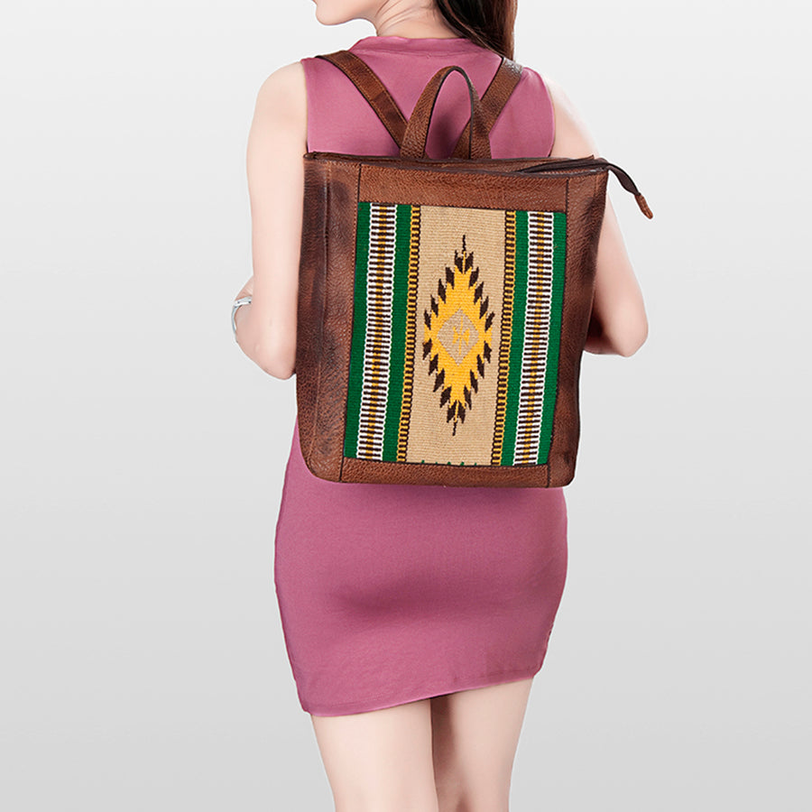 American Darling Backpack Saddle Blanket Fabric Genuine Leather Western Women Bag | for Laptop School Purse Travel