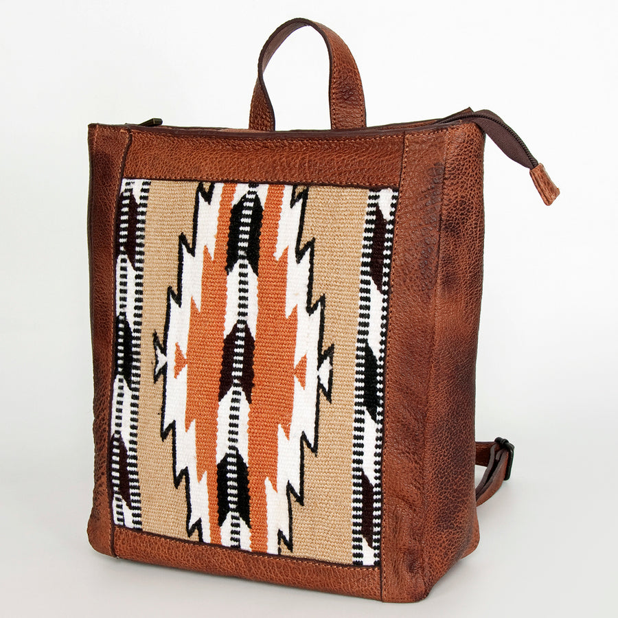 American Darling Backpack Saddle Blanket Fabric Genuine Leather Western Women Bag | for Laptop School Purse Travel - Uhorse
