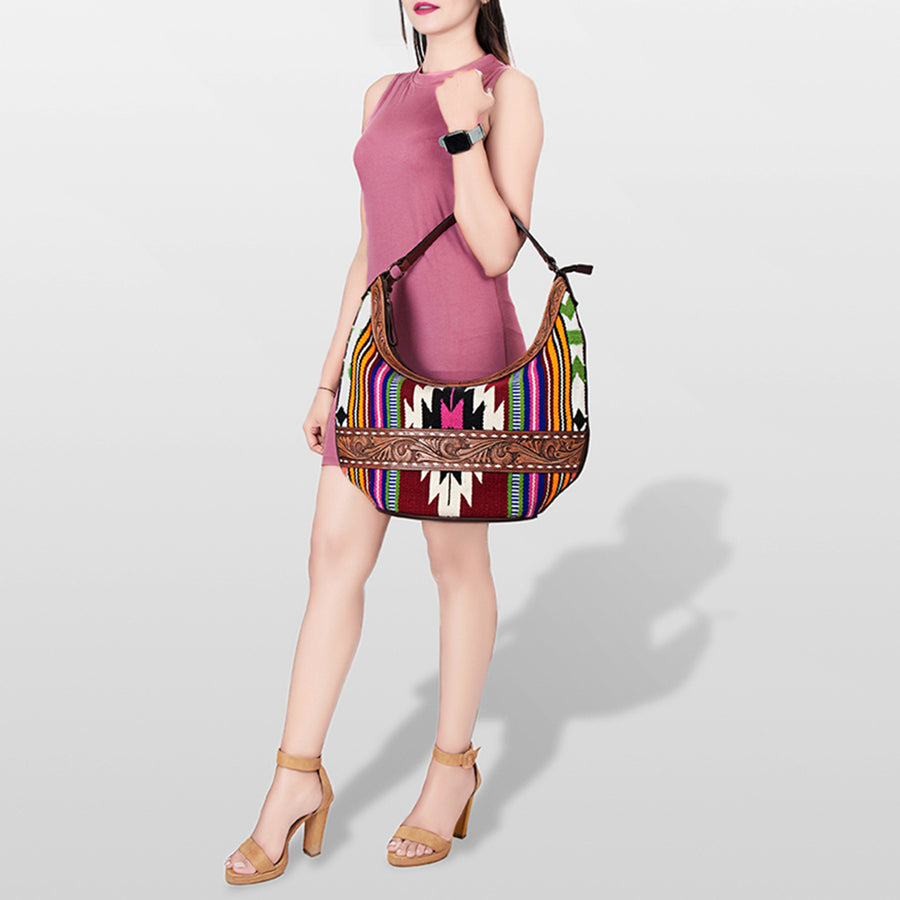 American Darling Hobo Hand Tooled Saddle Blanket Genuine Leather Western Women Bag | Handbag Purse Bags for Cute