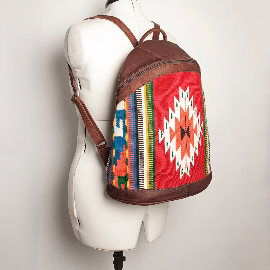 American Darling Backpack Saddle Blanket Fabric Genuine Leather Western Women Bag | for Laptop School Purse Travel