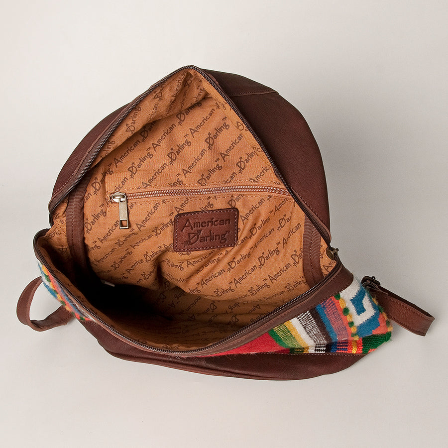 American Darling Backpack Saddle Blanket Fabric Genuine Leather Western Women Bag | for Laptop School Purse Travel