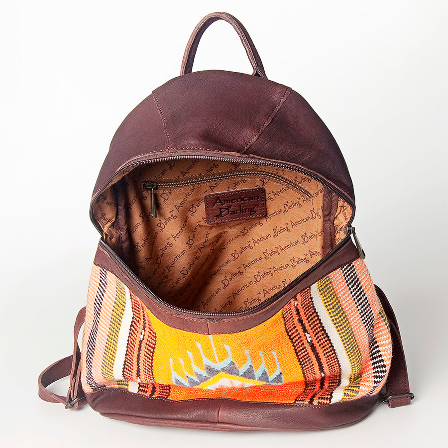 American Darling Backpack Saddle Blanket Fabric Genuine Leather Western Women Bag | for Laptop School Purse Travel