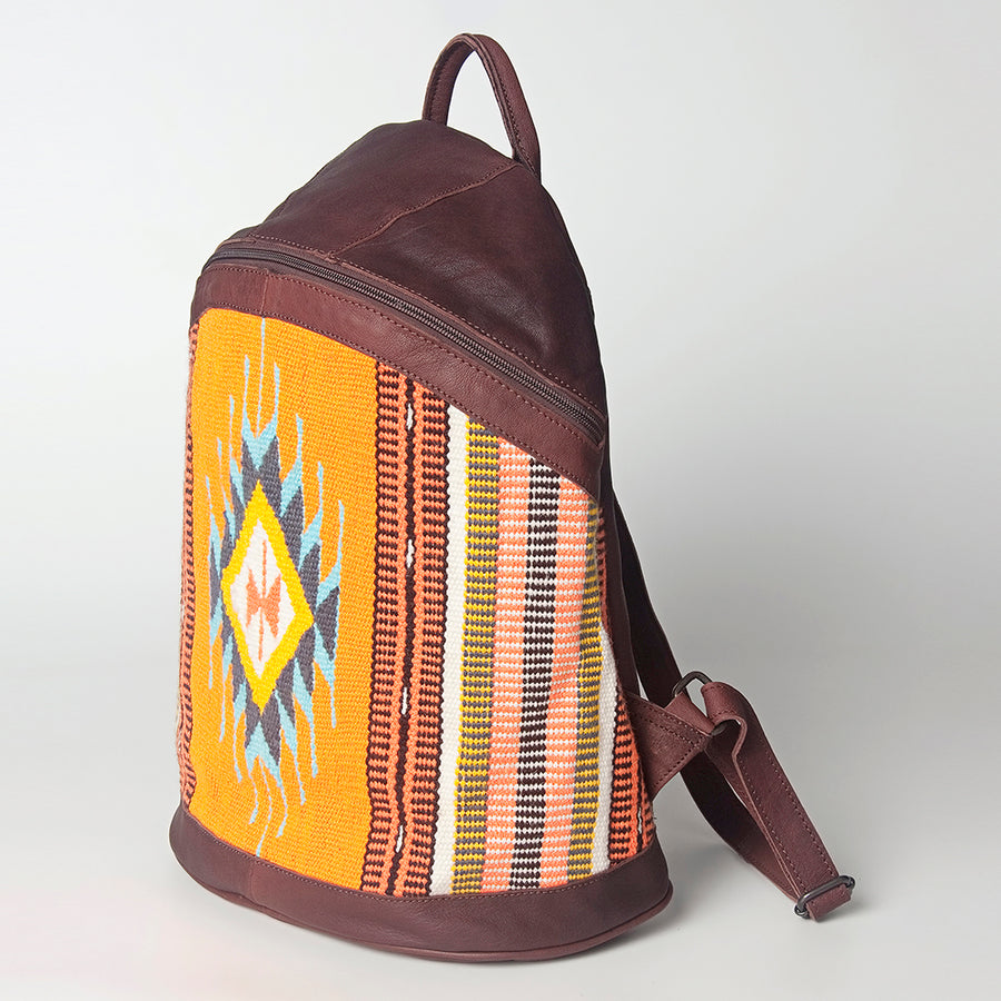 American Darling Backpack Saddle Blanket Fabric Genuine Leather Western Women Bag | for Laptop School Purse Travel - Uhorse