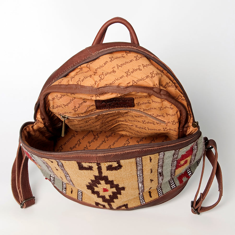 American Darling Backpack Saddle Blanket Fabric Genuine Leather Western Women Bag | for Laptop School Purse Travel