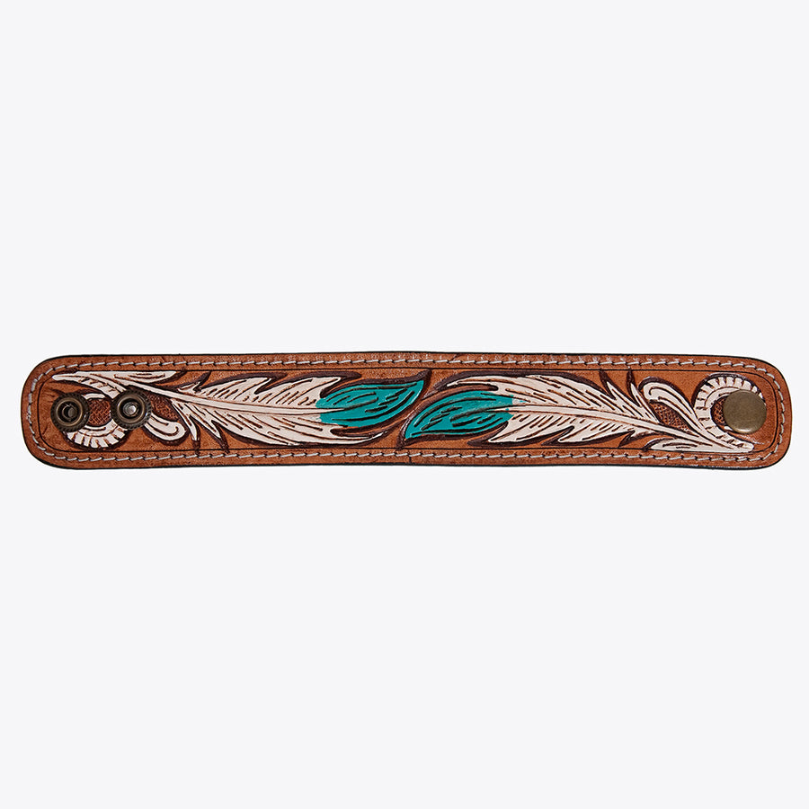American Darling Bracelet Hand Tooled Carved Genuine Leather Women | Handmade Western Rustic