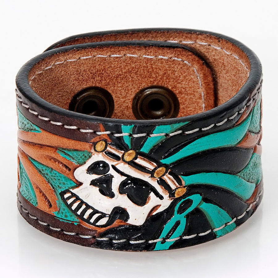 American Darling ADBRF173 Hand tooled carved Genuine Leather Bracelet by Hilason – Cowboy and equestrian accessories