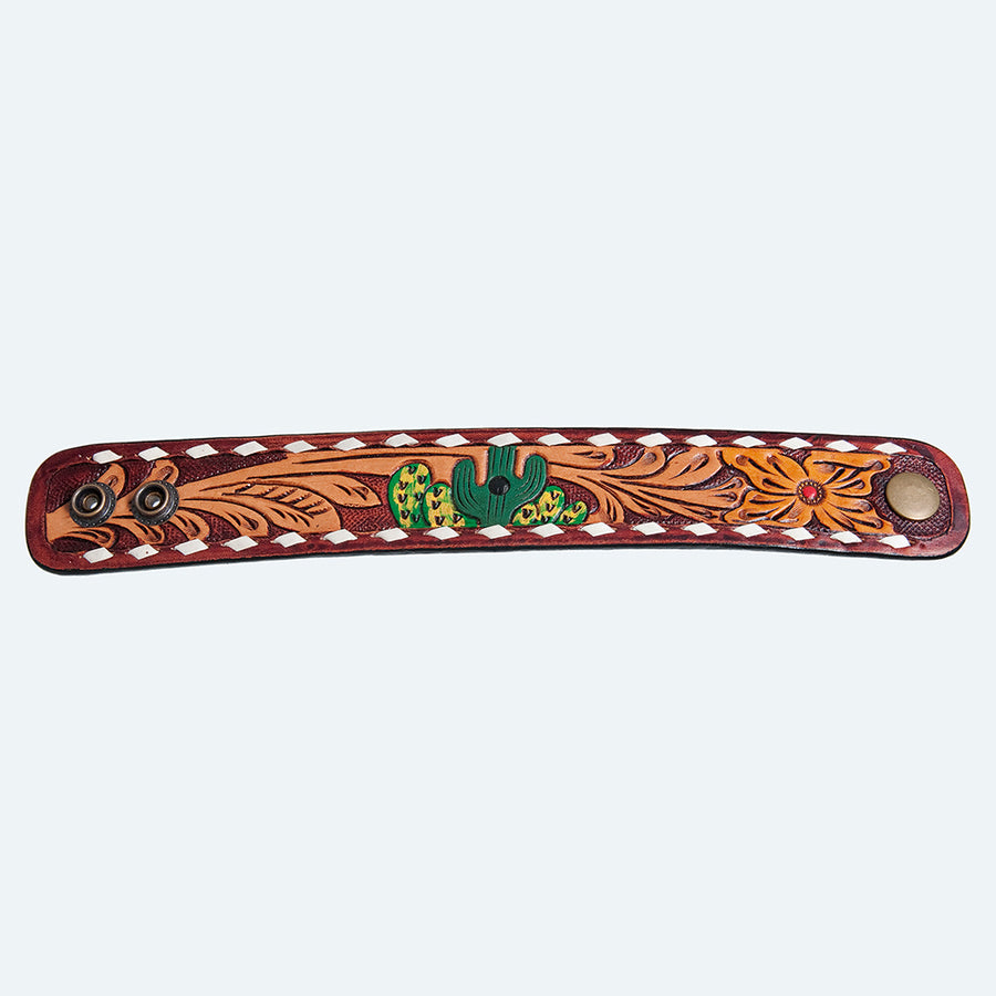 American Darling Bracelet Hand Tooled Carved Genuine Leather Women | Handmade Western Rustic